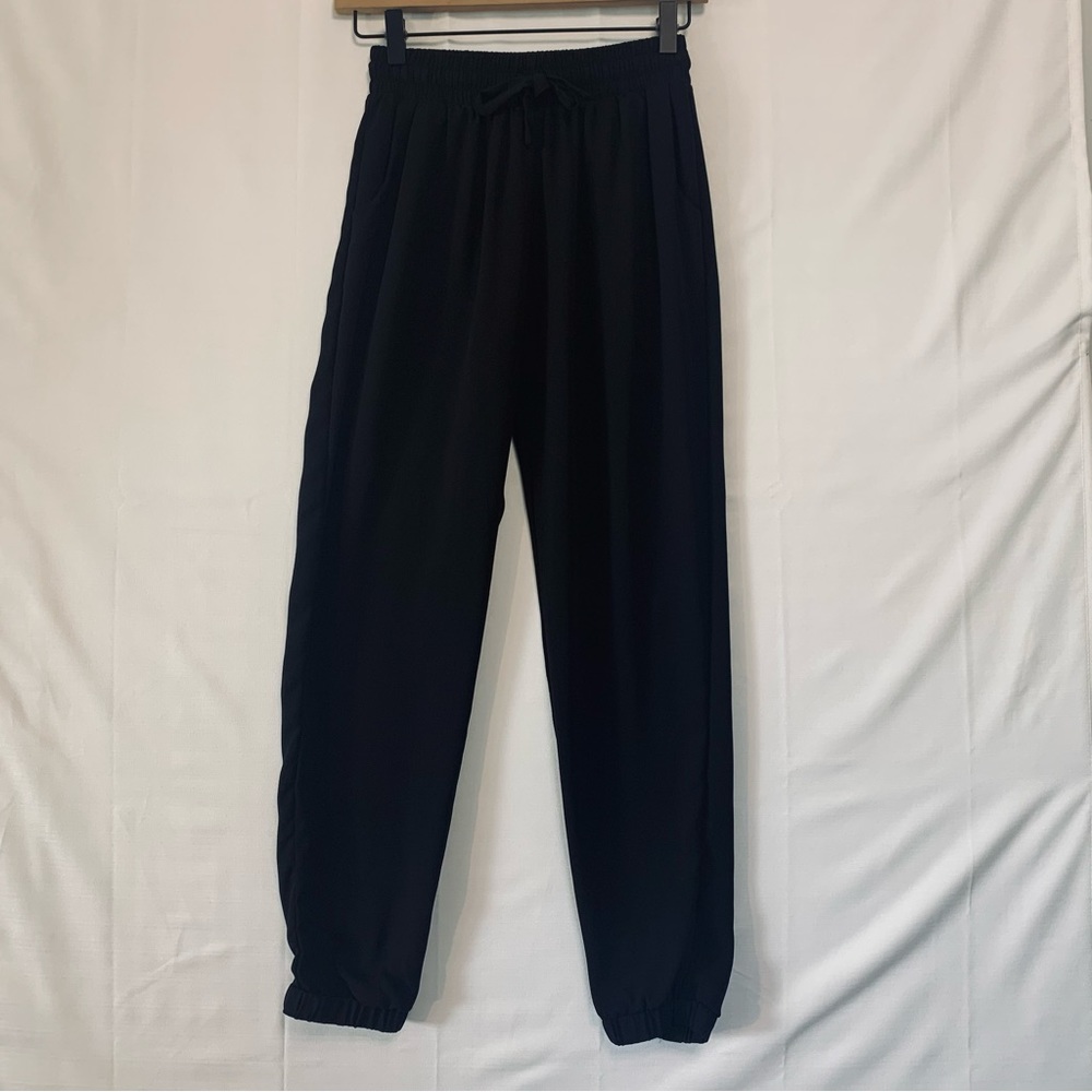 TIMING Black Semi-sheer Jogger Pants Size Small